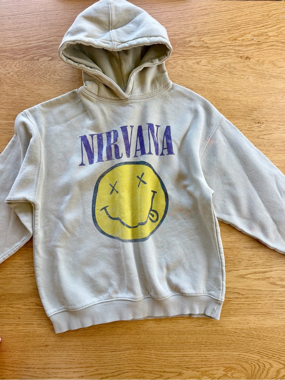 Zara Teen Young Boy's Oversized Hooded Branded Nirvana Fall Sweatshirt